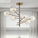 Gold Clear Glass Chandelier: Ball Restaurant Suspension Light With Postmodern Style