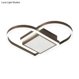 Gold/Coffee Acrylic Led Nordic Flush Mount Ceiling Light With Loving Heart Design - Warm/White