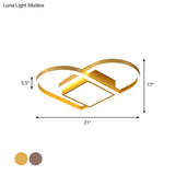 Gold/Coffee Acrylic Led Nordic Flush Mount Ceiling Light With Loving Heart Design - Warm/White