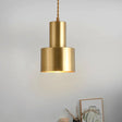 Gold Colonial Cylinder Pendant Light - 1 Bulb Iron Ceiling Lamp For Bedroom