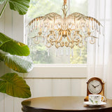 Gold Colonial Style Crystal Palm Leaf Chandelier Elegant Dining Room Suspension Lamp 6 /