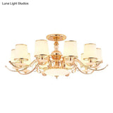 Gold Conical Chandelier: Simple Cream Glass 10-Light Pendant For Living Room