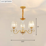 Gold Conical Crystal Hanging Chandelier - Traditional Dining Room Ceiling Light (3/6 Heads)
