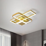 Gold Crisscrossed Rectangle Flush Light Acrylic Led Ceiling Lamp - Modernist Design 20.5’/34’