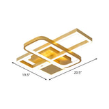 Gold Crisscrossed Rectangle Flush Light Acrylic Led Ceiling Lamp - Modernist Design 20.5/34 Wide
