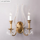 Gold Crystal Candelabra Wall Sconce For Country Bedroom