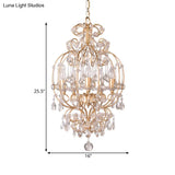 Gold Crystal Chandelier Candle - Elegant 5-Light Suspension Lighting Fixture For Bedroom