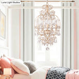 Gold Crystal Chandelier Candle - Elegant 5-Light Suspension Lighting Fixture For Bedroom