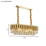 Gold Crystal Chandelier - Elegant Oval Dining Room Lighting With 12 Heads