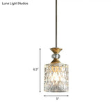 Gold Crystal Drop Lamp Postmodern Pendant For Restaurant Down Lighting - K9 1-Bulb Column Design