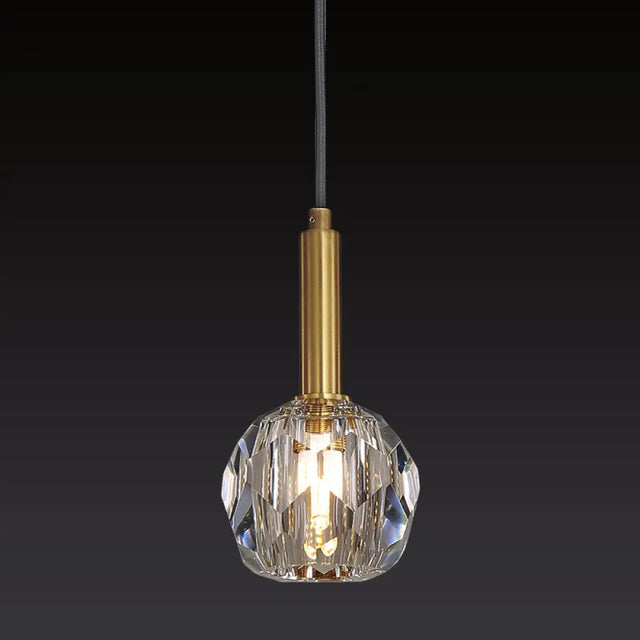 Gold Crystal Faceted Pendant Light Kit For Dining Room