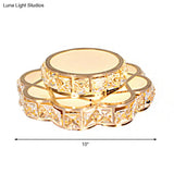 Gold Crystal Floral Flushmount Led Ceiling Fixture With Warm/White Light