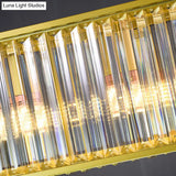 Gold Crystal Rod Island Light: Postmodern Pendant Fixture With 4 Rectangle Heads