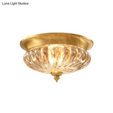 Gold Crystal Striped Shade Flush Mount Lamp With Metal Spear