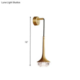 Gold Crystal Teardrop Wall Sconce Light - Modern 1-Head Led Fixture With Metal Backplate