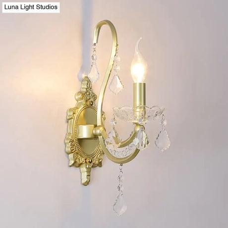 Gold Crystal Wall Sconce Lamp For Rural Living Rooms