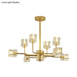 Gold Cubic Crystal Block 8-Light Chandelier Ceiling Mount Fixture