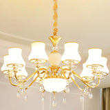 Gold Curved Downlight Pendant Chandelier With White Frosted Glass Shade 10 / A