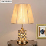 Gold Cylinder Crystal Reading Lamp For Night Table With Faceted Design