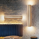 Gold Cylinder Wall Sconce Fixture Modern Style 2/3 Width Led Metal Lamp In For Corridor / 2