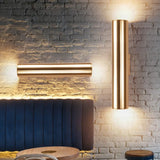 Gold Cylinder Wall Sconce Fixture Modern Style 2/3 Width Led Metal Lamp In For Corridor / 2