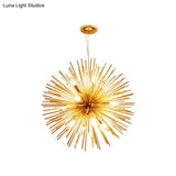 Gold Dandelion Pendant: Modern Metal Chandelier For Living Room