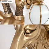 Gold Deer Head Sconce Light - Country Resin 17/25 Indoor Wall Mount