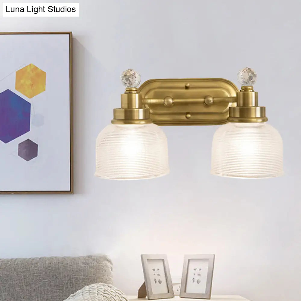 Gold Domed Prismatic Glass Vanity Sconce With Crystal Drop