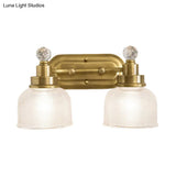Gold Domed Prismatic Glass Vanity Sconce With Crystal Drop
