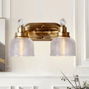 Gold Domed Prismatic Glass Vanity Sconce With Crystal Drop