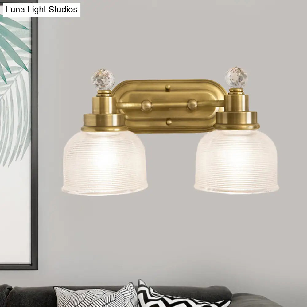 Gold Domed Prismatic Glass Vanity Sconce With Crystal Drop