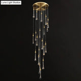 Gold Droplet Stairs Pendant Light With Water Glass: Modernist Hanging Lamp Kit