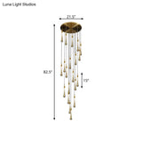 Gold Droplet Stairs Pendant Light With Water Glass: Modernist Hanging Lamp Kit