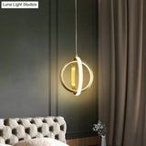 Gold Dual Ring Mini Pendant Light Kit Simplicity Led Metallic Down Lighting - Modern Elegance