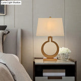 Gold Fabric Pagoda Table Lamp: Contemporary 1 Bulb Task Lighting For Living Room