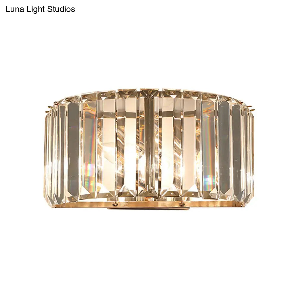 Gold Faceted Crystal 1-Head Wall Sconce For Modern Bedroom Lighting