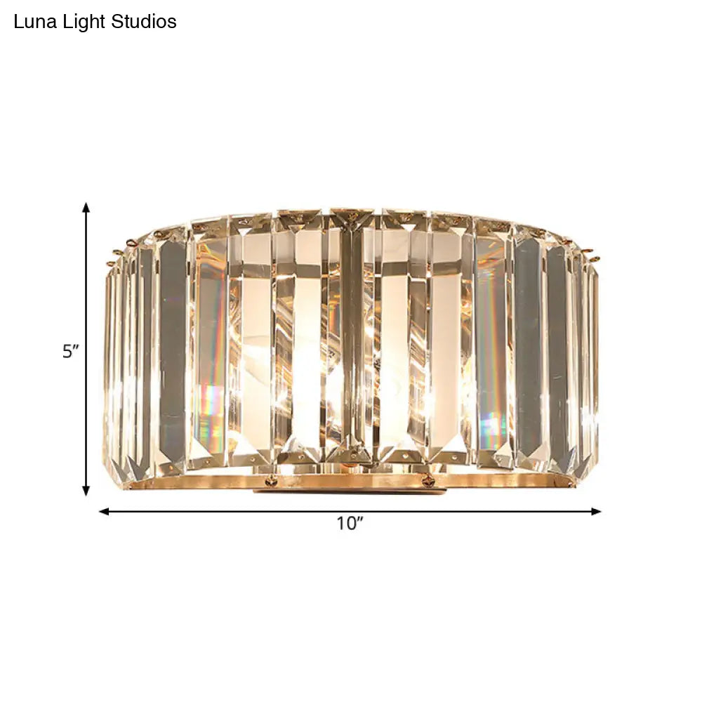Gold Faceted Crystal 1-Head Wall Sconce For Modern Bedroom Lighting