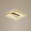 Gold Finish Ceiling Light Fixture: Simplicity Metal Led Flush Mount For Bedroom / 16.5’