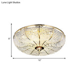 Gold Finish Crystal Ceiling Mounted Led Flush Mount Lamp For Simple Style Living Room