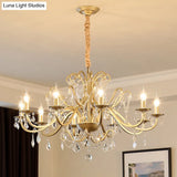Gold Finish Crystal Chandelier Light: Elegant Dining Room Lighting Fixture