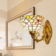 Gold Finish Cut Glass Flower Wall Lamp With Curved Arm