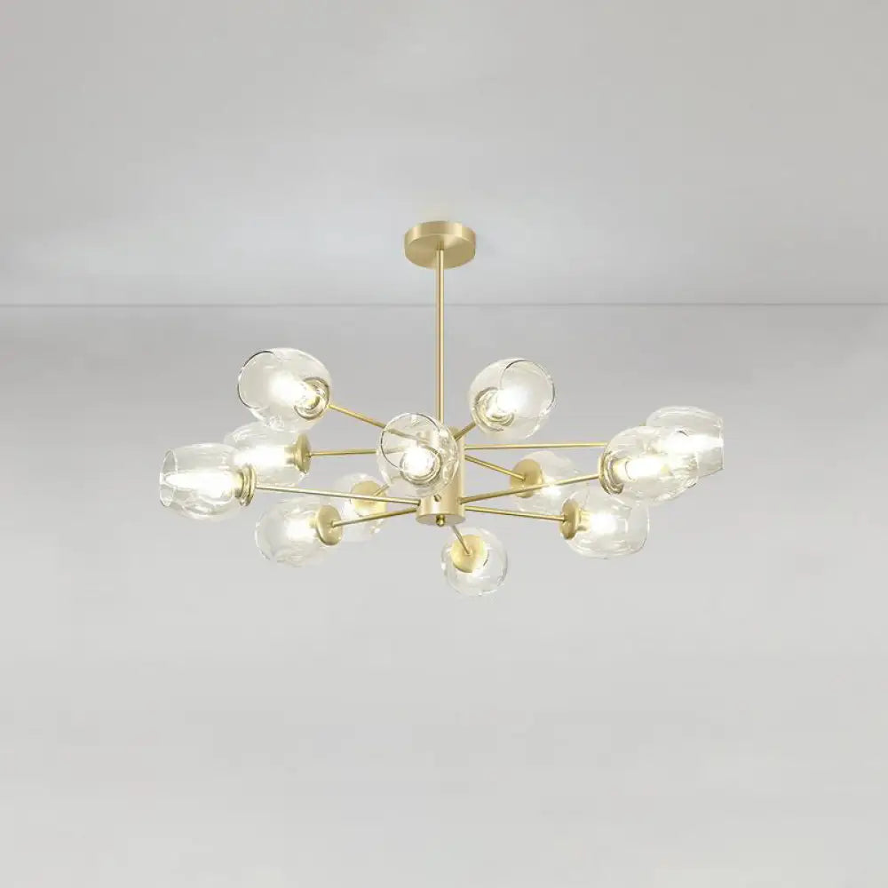 Gold Finish Dimpled Glass Cup Chandelier - Postmodern Hanging Lamp For Living Room 12 /