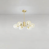 Gold Finish Dimpled Glass Cup Chandelier - Postmodern Hanging Lamp For Living Room 6 /