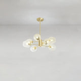 Gold Finish Dimpled Glass Cup Chandelier - Postmodern Hanging Lamp For Living Room 8 /