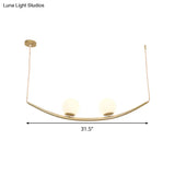 Gold Finish Dining Room Chandelier With Modernist Design And Milk Glass Shade