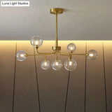 Gold Finish Glass Orb Chandelier - Contemporary Hanging Light For Living Room