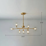 Gold Finish Glass Orb Chandelier - Contemporary Hanging Light For Living Room 7 / Clear