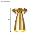 Gold Finish Metal Tubular Industrial Ceiling Flush Mount With 1 Head Ideal For Foyer Lighting