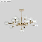 Gold Finish Post Modern Orb Chandelier - Glass Shade Hanging Lamp With 7/9/13 Lights