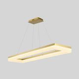 Gold Finish Rectangular Island Led Ceiling Light - Simple Acrylic Design / 47 Natural